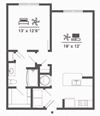 A1C 1 Bd 1 Bath 752sqft